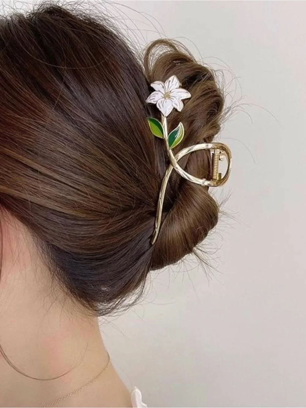 Gold white Floral Hair Clip A2160